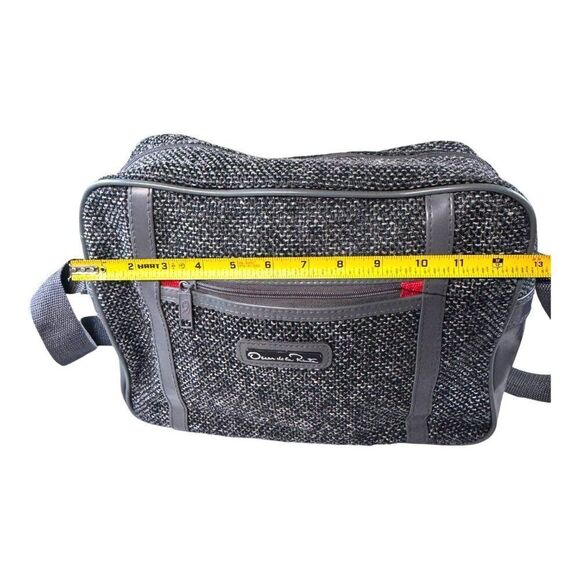 Oscar De La Renta Gray Tweed Shoulder Bag 48 Hour Weekender Travel Carry On - Picture 6 of 8